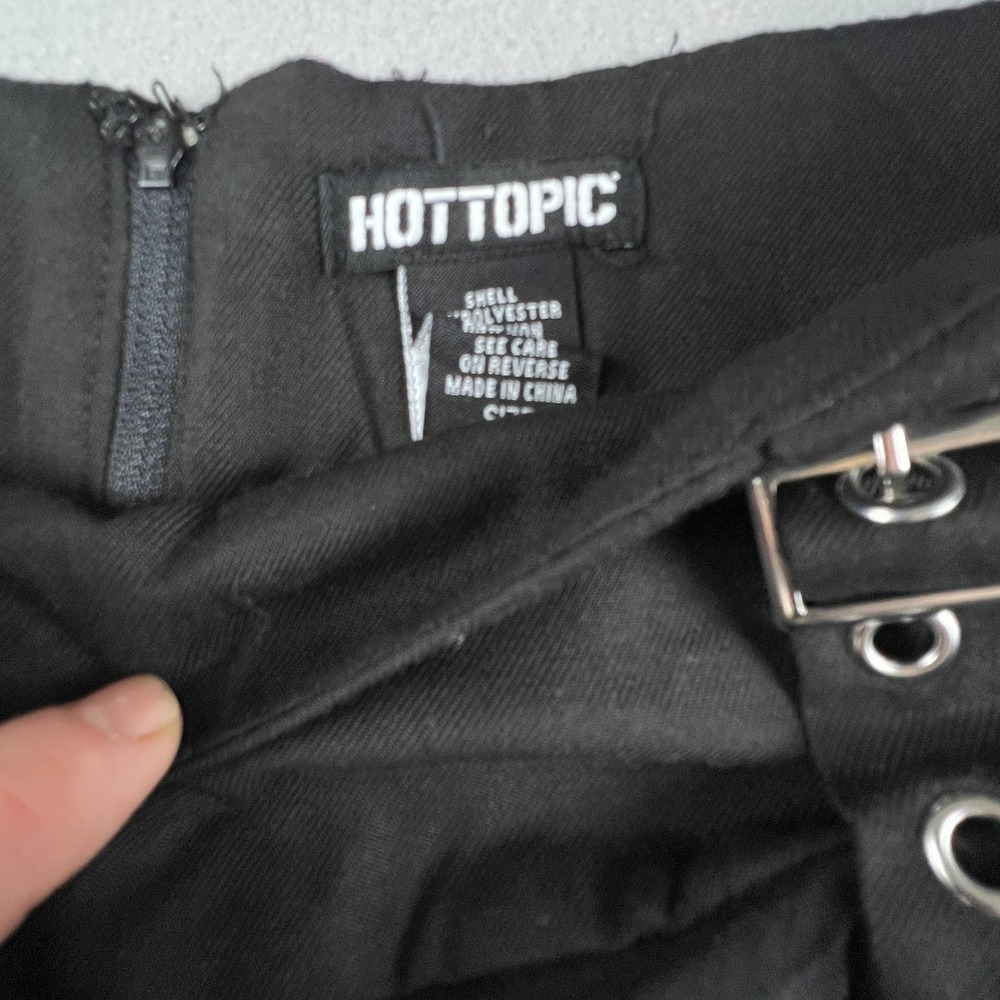 Hot Topic Mini Skirt Womens MD Black Tiered Goth Punk Mesh Buckle Lace Up Emo - Picture 3 of 11